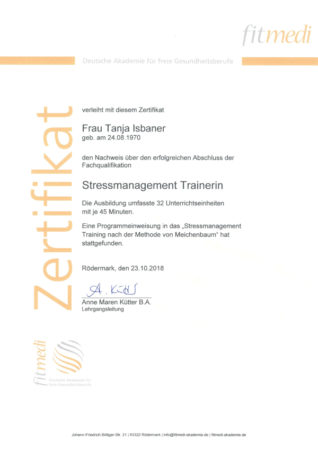 Zertifikat Stressmanagement Trainerin